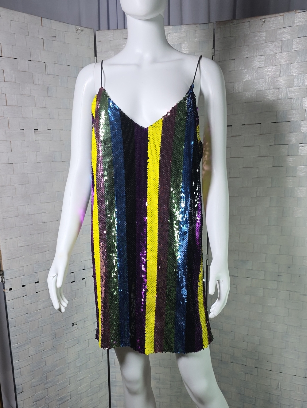 ASOS Multicolor Sequin Striped Mini Dress - Picture 3 of 9